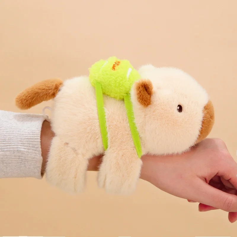 Lovely Capybara Animal Slap Snap Wrap Wristband Bracelet Plush Stuffed Animal Kawaii Capybara Hand Ring Wristband Kid Funny Toys