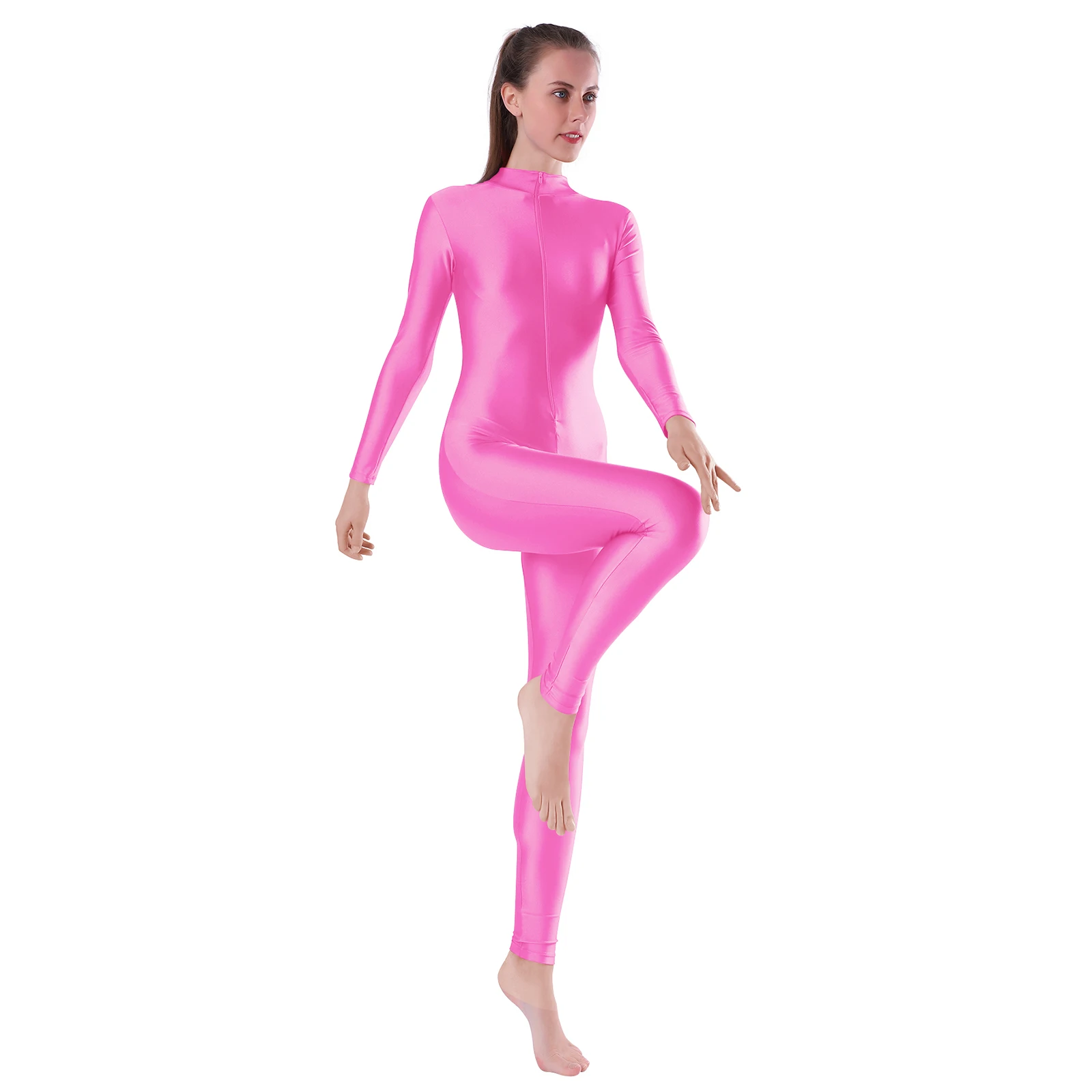 

AOYLISEY Adult Dance Long Sleeve Unitard for Women Spandex Jumpsuits Suit One Piece Turtleneck gymnastic unitards Men Dance Wear