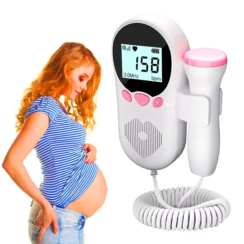 AJC Doppler Fetal Heart Rate Monitor Baby Pregnancy Heartbeat Detector LCD Backlight No Radiation Stethoscope Pulse Meter 3MHz