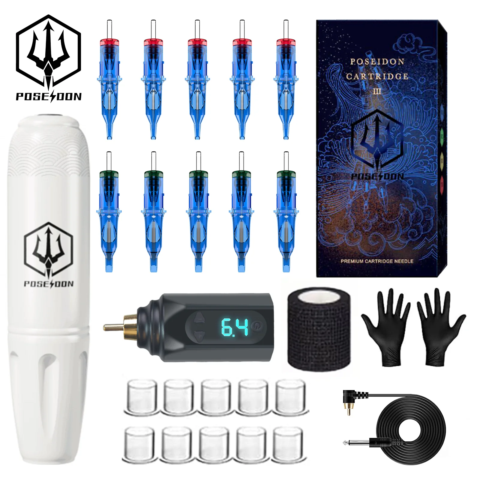Tattoo Kit LASTJUDG White Cool Tattoo Pen Kit for Permanent Makeup Machine