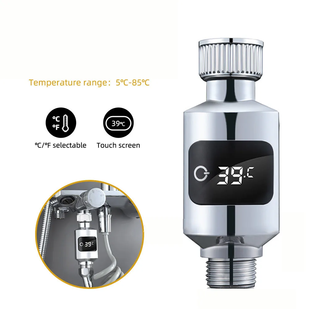 Shower Water Thermometer LED Power Display Household Water Monitor Adjustable Replacement Temperature Meter