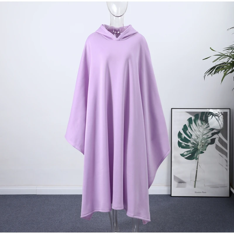 Solide Übergroße Mit Kapuze Maxi Cape Frauen Faux Pelz Futter Männer Frauen Warme Langarm Mantel Mantel Winter Mode Festival Oberbekleidung – Detail 2