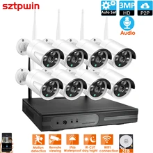 8CH 3.0MP Audio FHD Wireless NVR Kit P2P Indoor Outdoor IR Night Vision Security  3.0MP audio IP Camera WIFI CCTV System