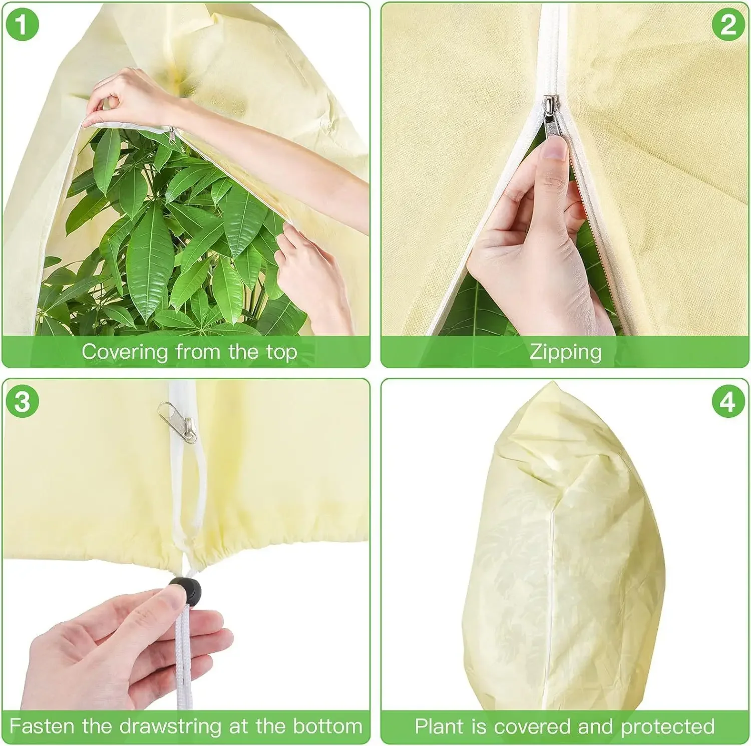 1pc/lot Thicken Plant Freeze-Proof Cover Non-woven Fabric Winter Plant Protection Covers Cold-proof Drawstring Zipper Tree Cover