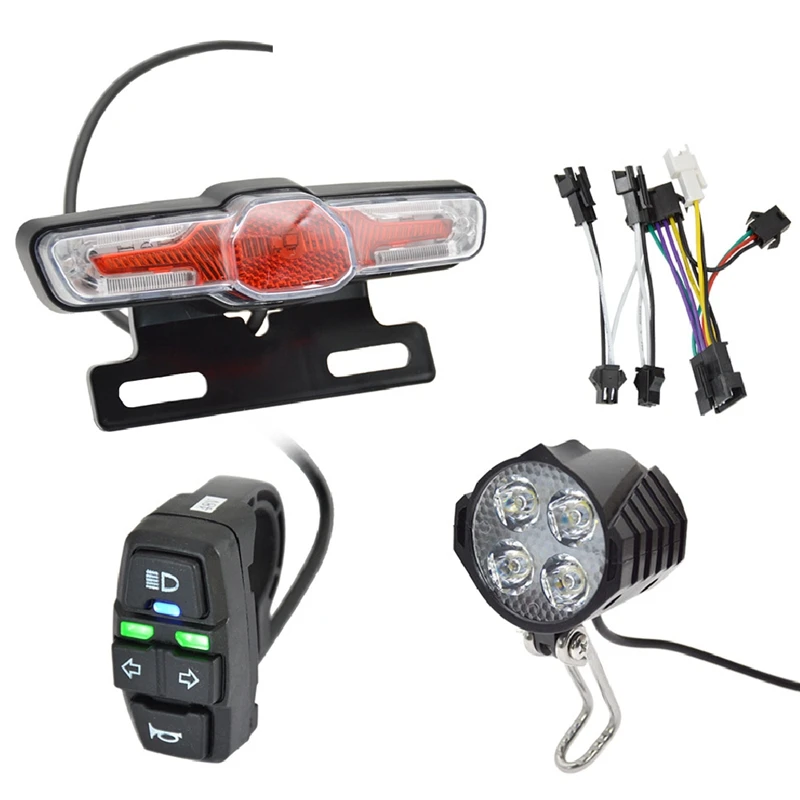 

New E-Bike Headlight Tail Light Sets Electric Bicycle 24V-48V Light Group Horn Tail Light Brake Light Turn Signal Set