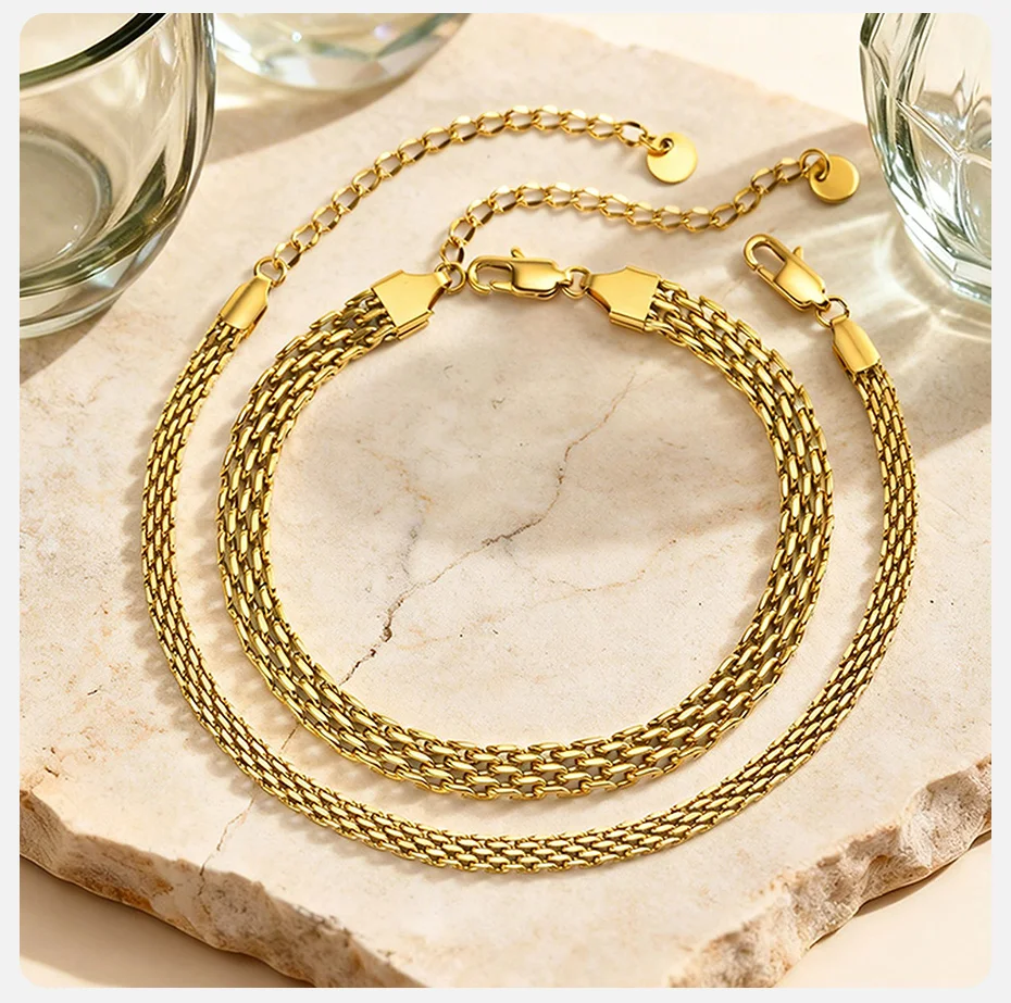 Vnox 4mm/6mm Edelstahl-Netz-Fußkettchen Verstellbares Vergoldetes Flaches Fußkettchen Sommer Strand Fußkette Wasserdichter Schmuck Geschenke – Detail 5