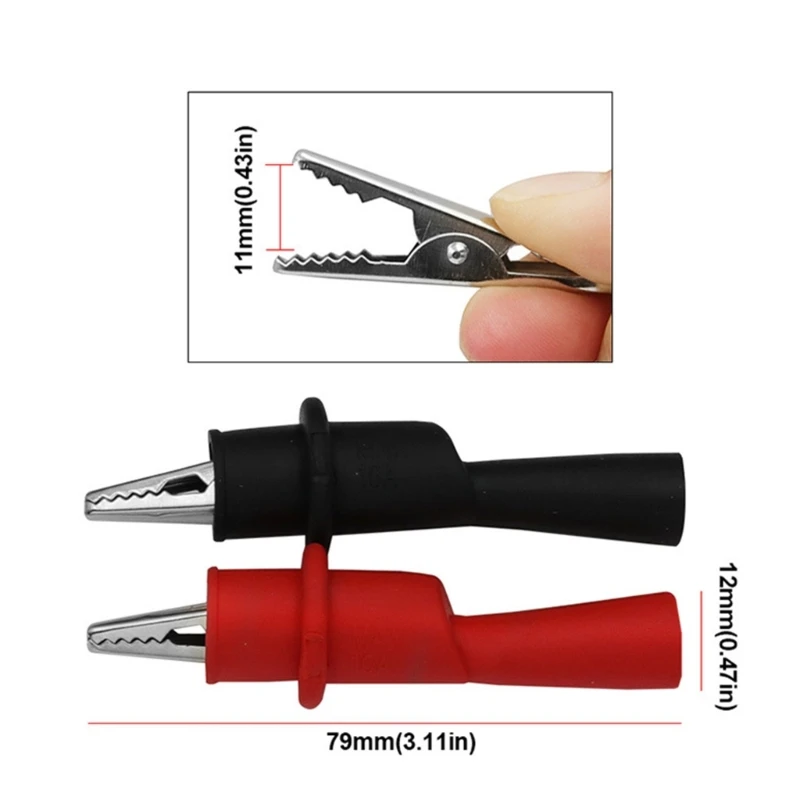 1 Pair Alligator Crocodile Test Clip Clamp Multimeter Tester Probe