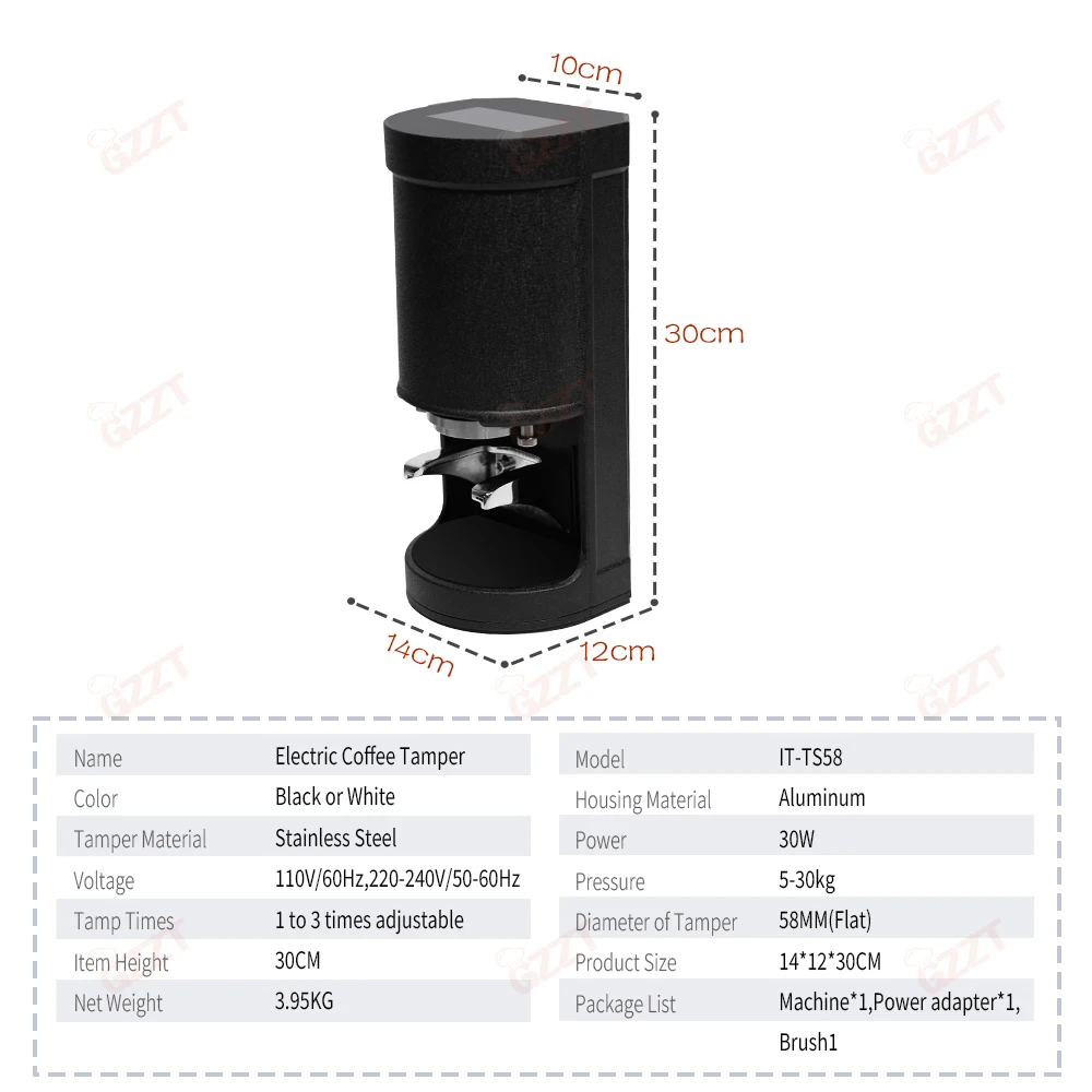 GZZT TS58 Automatic Tamper with Touchscreen 58mm Espresso Portafilter Electric Coffee Tamper for Commercial Cafe Store Tools 6
