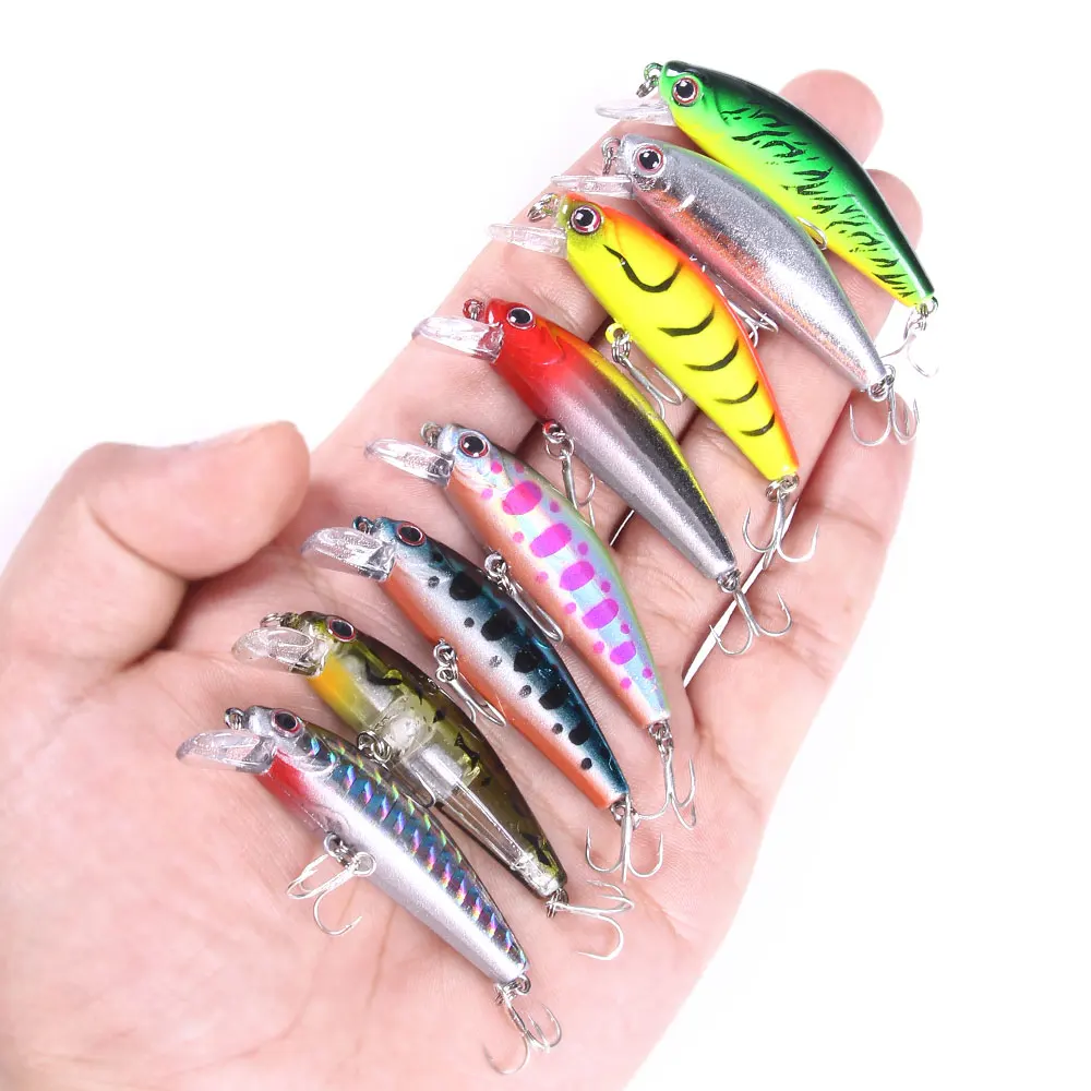 8PCS Lot Fish Bait 7.5cm/5.1g Minnow Fishing Lure Hook Tackle Hard  Crankbait Set