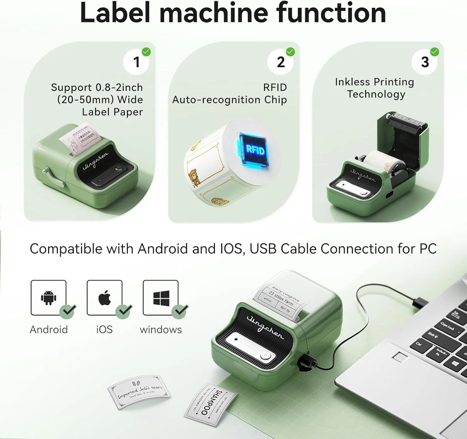 20-50mm Niimbot B21 B21S Mini Portable Thermal Label Printer Mini Adhesive Sticker Printers for Home Office For Mobile Phone