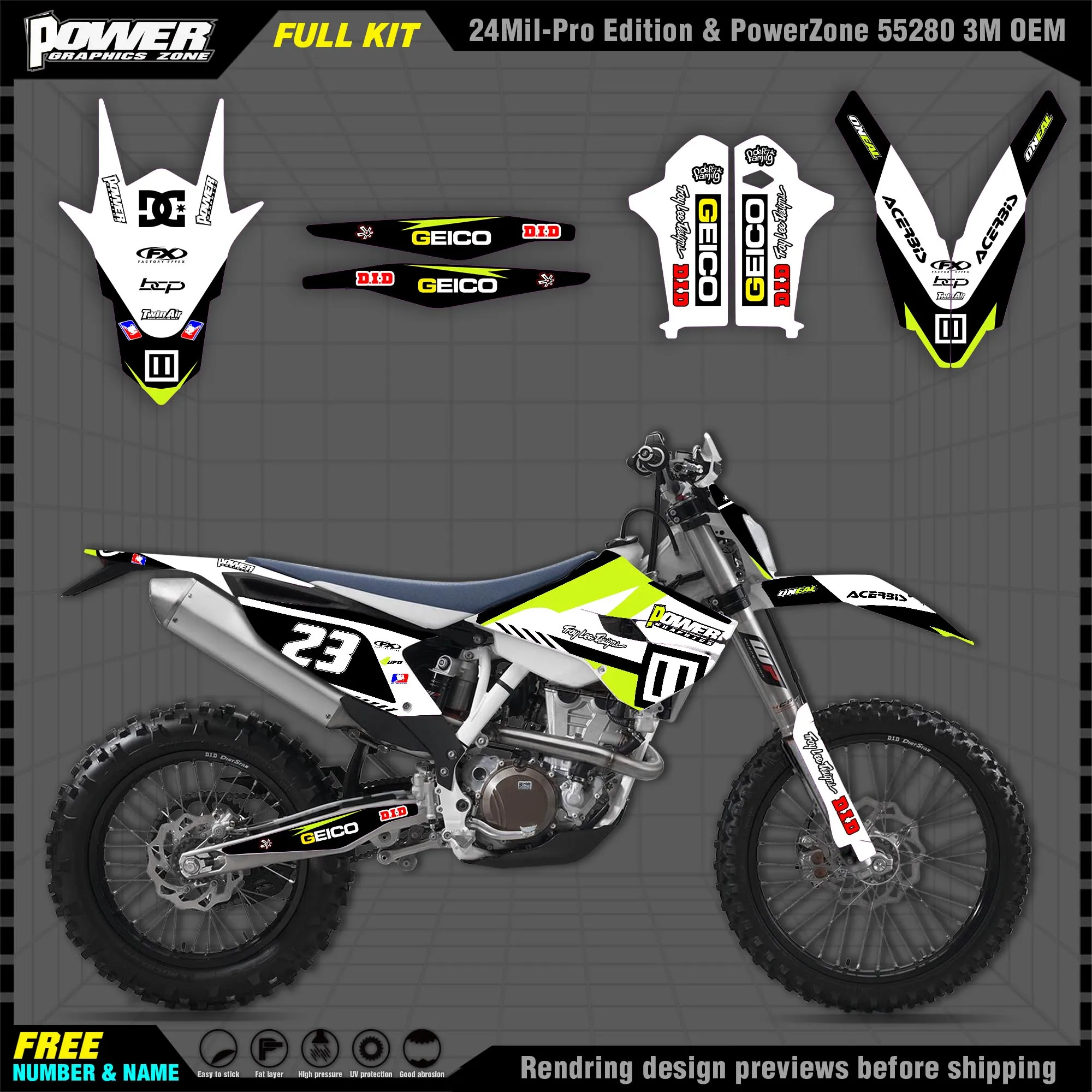 Powerzone Custom Team Graphics Decals 3m Stickers Kit For Husqvarna