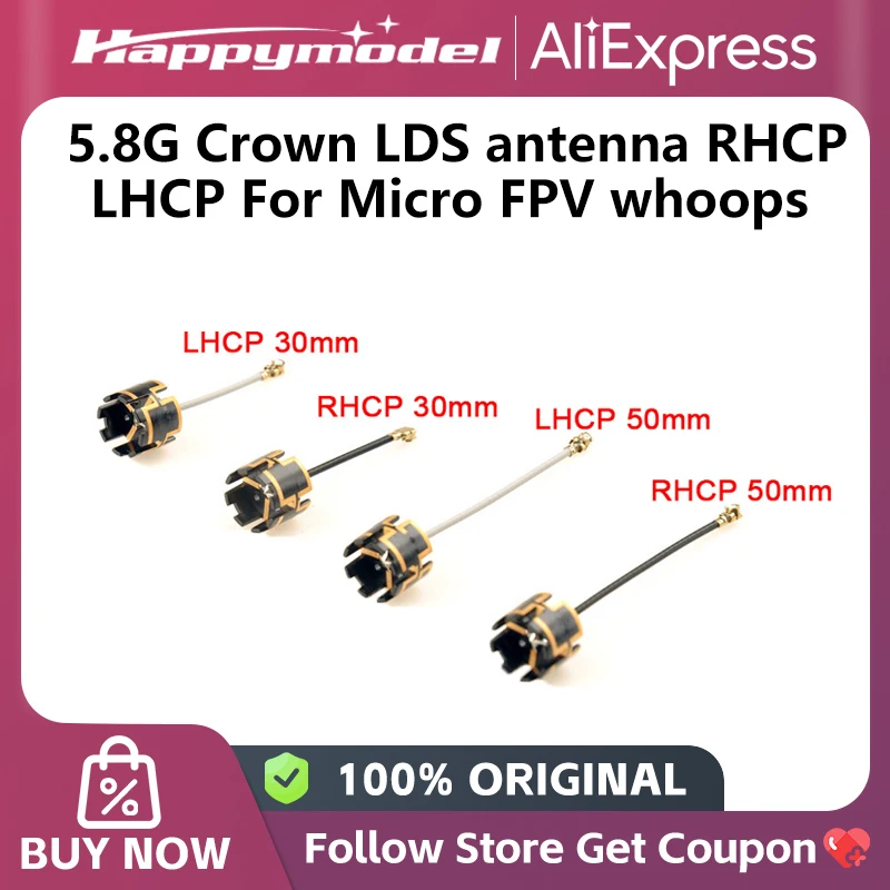 Antenne FPV Happymodel LDS Crown 5.8GHz LHCP/RHCP 30mm/50mm