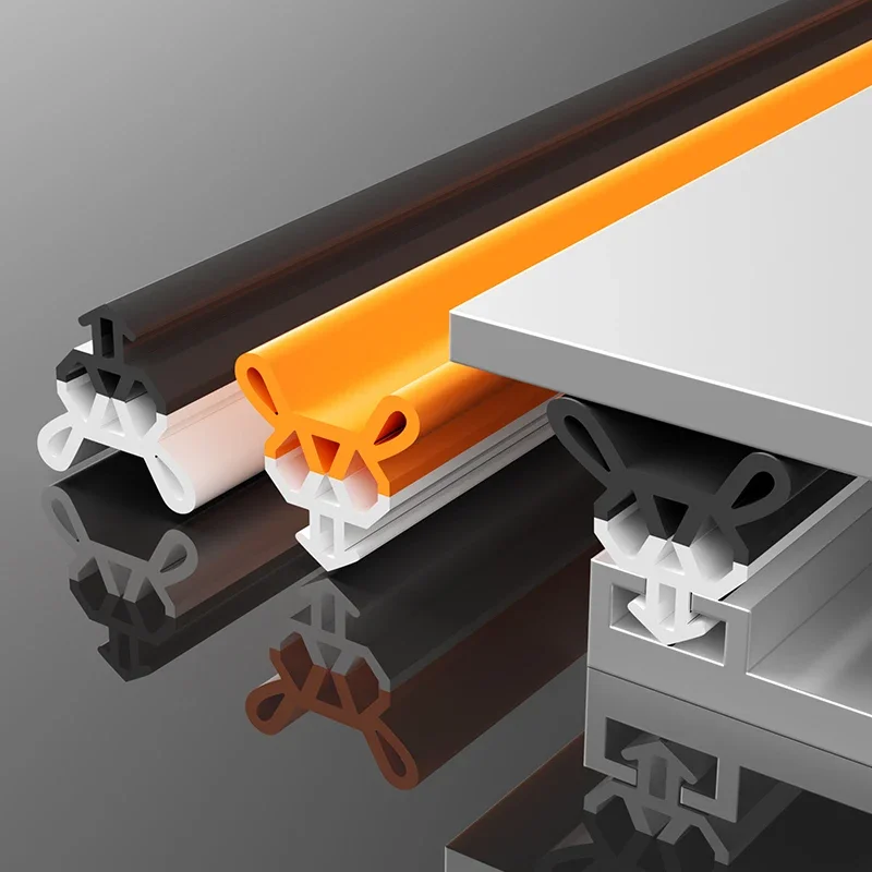TPE Window Seal Strip Self-adhesive Plastic Steel Window Insulation Weatherstrip Flexible Bilateral Windproof Dustproof Strip 4M