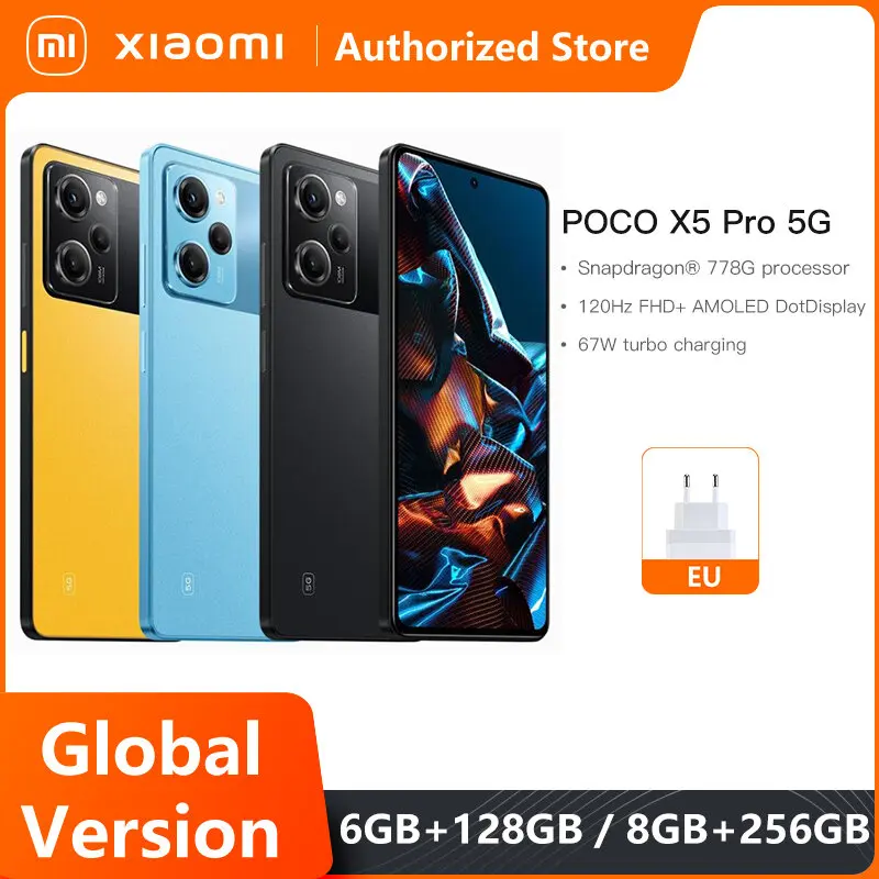  Global Version  POCO X5 Pro 5G Smartphone 128GB/256GB Snapdragon 778G 120Hz Flow AMOLED DotDisplay 108MP 67W NFC 