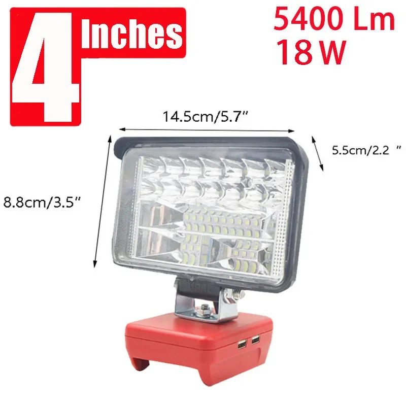 4 Inch Car LED Work Lights Torch Camping Lamp For Makita For DeWalt Bosch Milwauke Lomvum Zhipu Jingmi Li-ion Battery