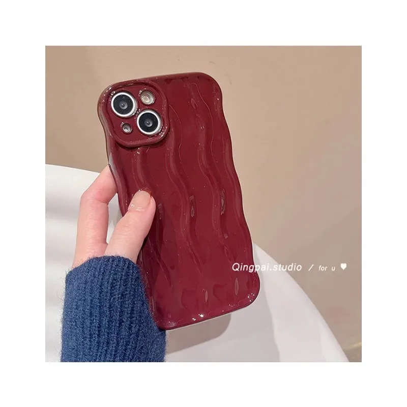 전기 도금 물 리플 휴대폰 케이스, 아이폰 15, 14, 13, 12, 11 프로 맥스, 13, 14, 카메라 보호 소프트 실리콘 커버, 코크 걸