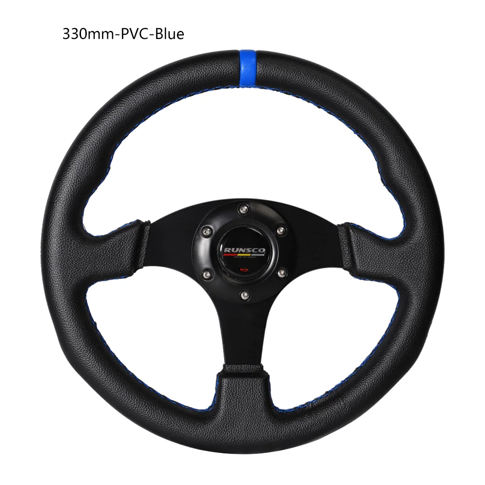Racing Steering Wheel 330mm/13 Inch Flat Aluminium + PVC Drift Simulation Universal