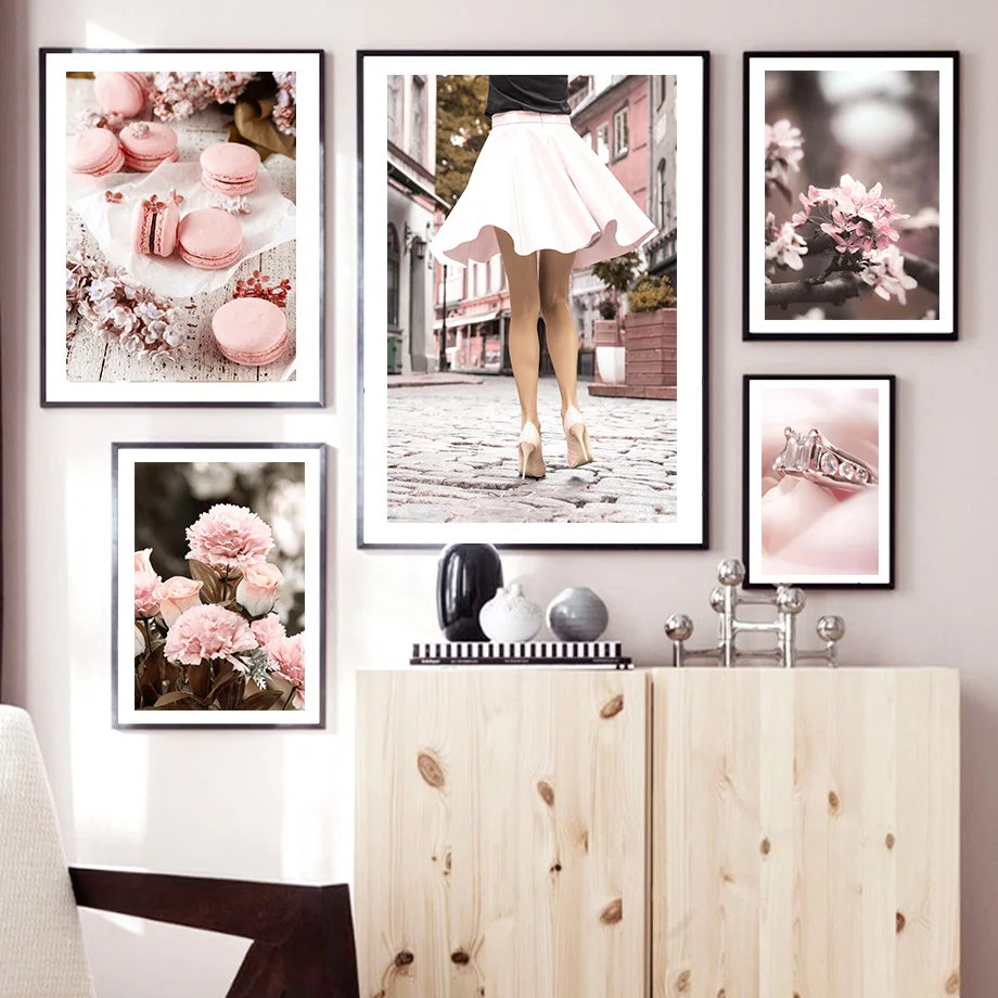 

France Paris Tower Girl Flower Car Vintage Nordic Poster And Prints Wall Art Canvas Painting Wall Pictures For Living Room Decor