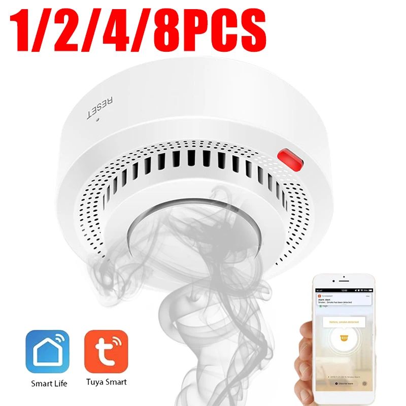 

WiFi Smoke Detector Alarm Smart Security System Firefighters Fire Protection Fire Smoke Alarm Smokehouse Tuya Home APP Control