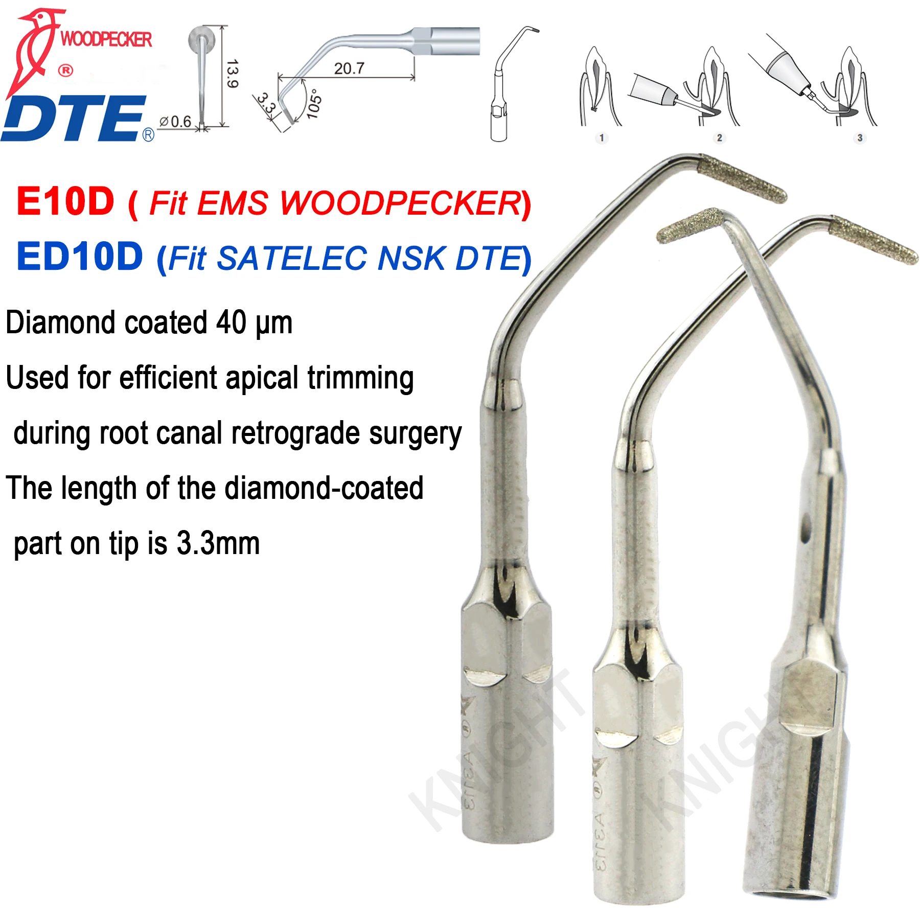 Woodpecker DTE Dental Ultrasonic Scaler Tips Dentistry Tooth Cleaning Scaling Tip Fit EMS SATELEC NSK Dental Tools E10 E11 E10D