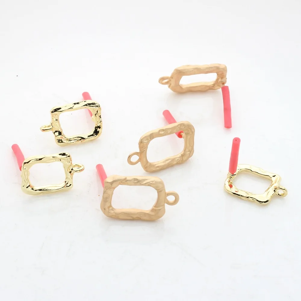 

10PCS Alloy Rectangle Earrings Connecotors Gold Color Stud Earring Settings for DIY Jewelry Making Findings