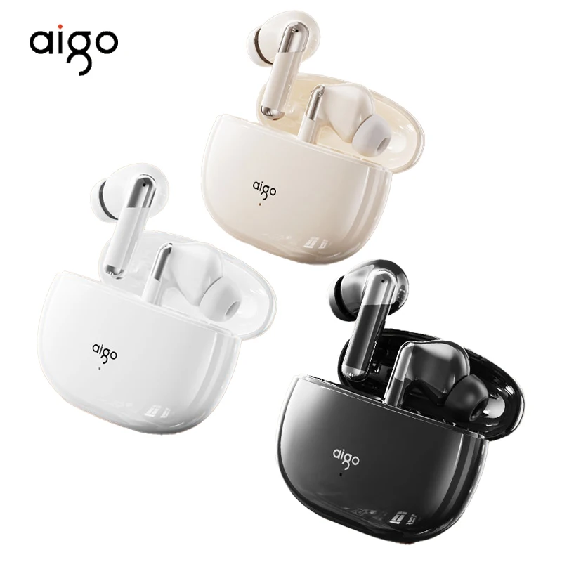 Aigo Noise Cancelling Headphones Wireless In Ear Bluetooth 5.3 Headphones Sport Long Lasting Earphone Low Latency Dynamic Earpod