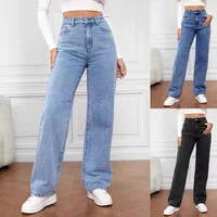 High Waist Women's Jeans Light Wa Loose Wide Leg Large Size Straight Leg Pants Casual Sle No Stretch Spring 2024 Collection