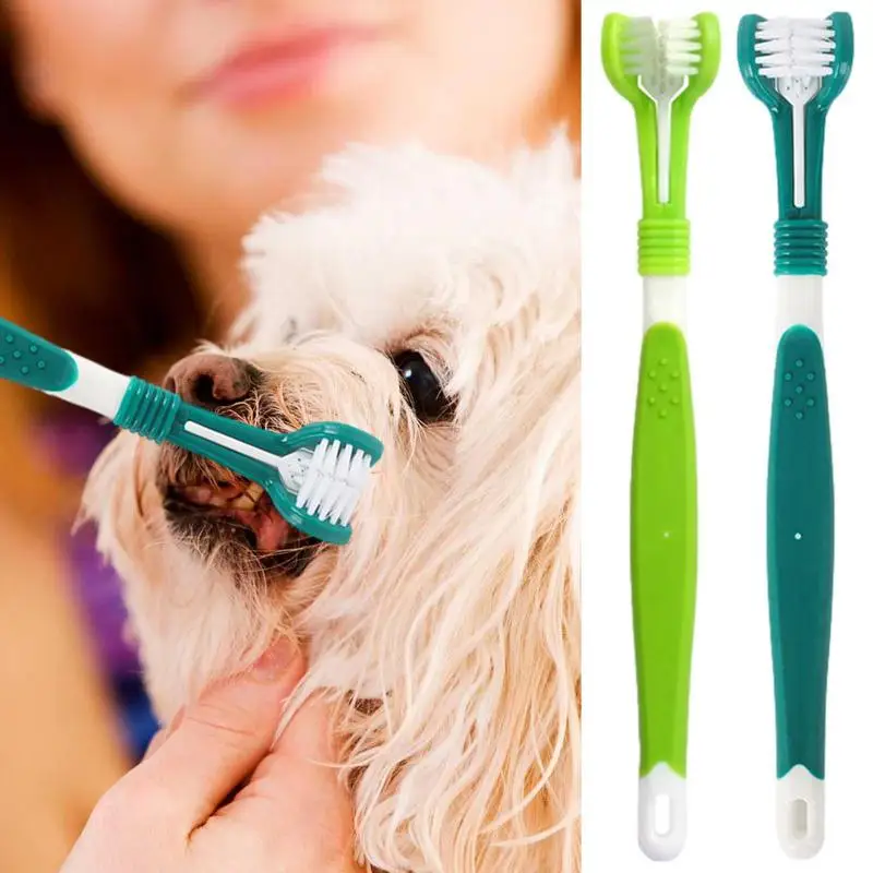 

Hot Selling 3 Sided Pet Toothbrush Dog Brush Addition Bad Breath Tartar Teeth Care Dog Cat Cleaning Mouth Toothbrush