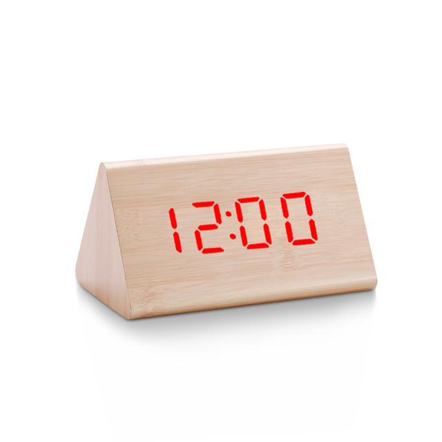 Clock LED Wooden Alarm Clock Table Sound Control Electronic Clocks Desktop USB/AAA Powered Desperadoes Home Table Decor