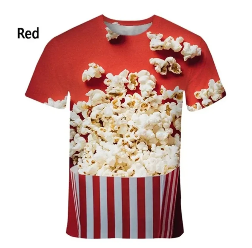 

Men's And Women's Short Sleeved T-shirts Unisex Street Clothing Fun Economics School in 3D Popcorn Summer Clothing Fashion New