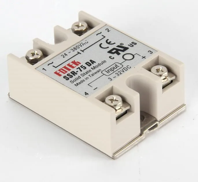 10PCS SSR-75DA FOTEK 단상 솔리드 스테이트 릴레이 75A DC 제어 AC SSR75DA