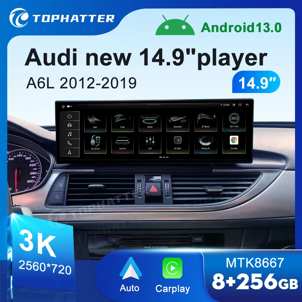 14.9" Car Radio For Audi A6 A7 RS7 C7 2012-screen Wireless CarPlay Android Auto Multimedia Player display Head Unit Video car radio