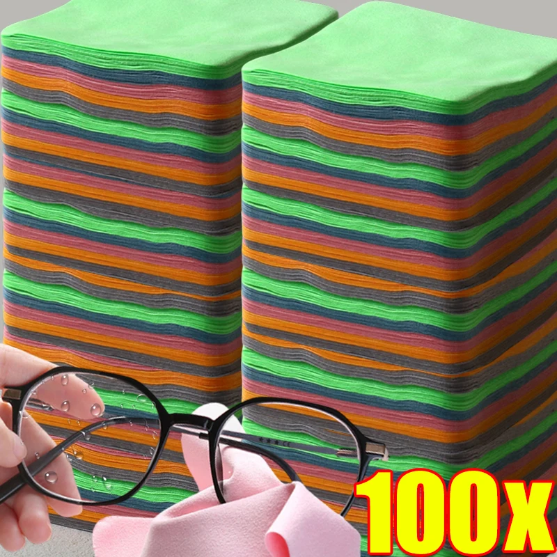 10-100pcs Soft Chamois Glasses Cleaner Eyeglasses Microfiber Clean Cloth For Lens Clothes Phone Screen Cleaning Wipes Cleaner