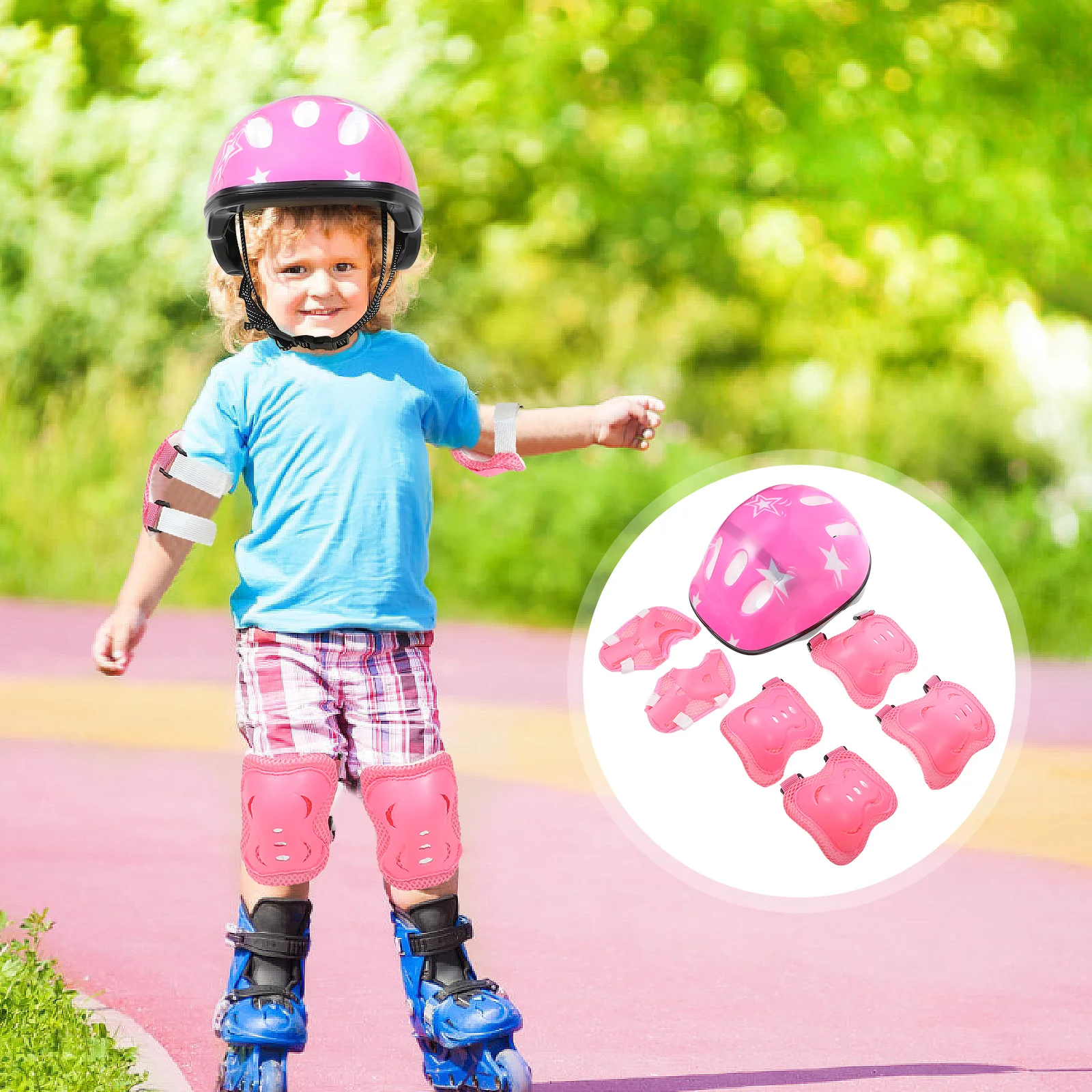

7pcs Kids Gear Set Elbow Guards Wrist Guards Protectors Knee Pads Sports for Roller Skating Cycling Supplies