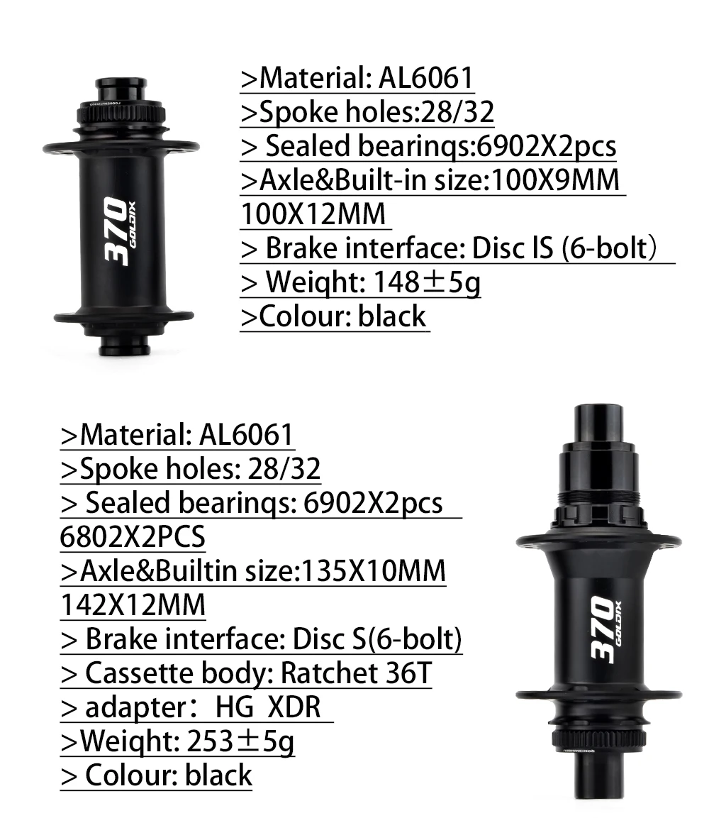 GOLDIX R370 28H/32H Rennrad Nabe Ratsche 36T Gravel Nabe Dichtung Lager Center Lock Scheibenbremse J-biegung für Shimano HG SRAM XDR – Detail 4
