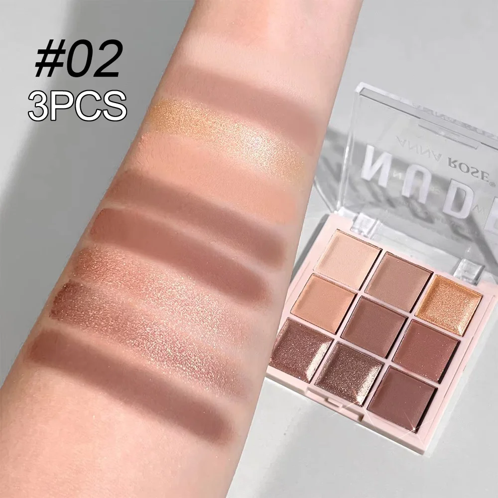 Mini 9-Color Eyeshadow Palette with Glitter, Shimmer, and Matte Milk Tea Shades