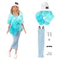 Ensemble de vêtements décontractés officiels NK pour poupée de 11,5 pouces, tenue de princesse avec manteau en peluche bleu, robe 1/6, costume de mode 1/6, cadeau JJ 3