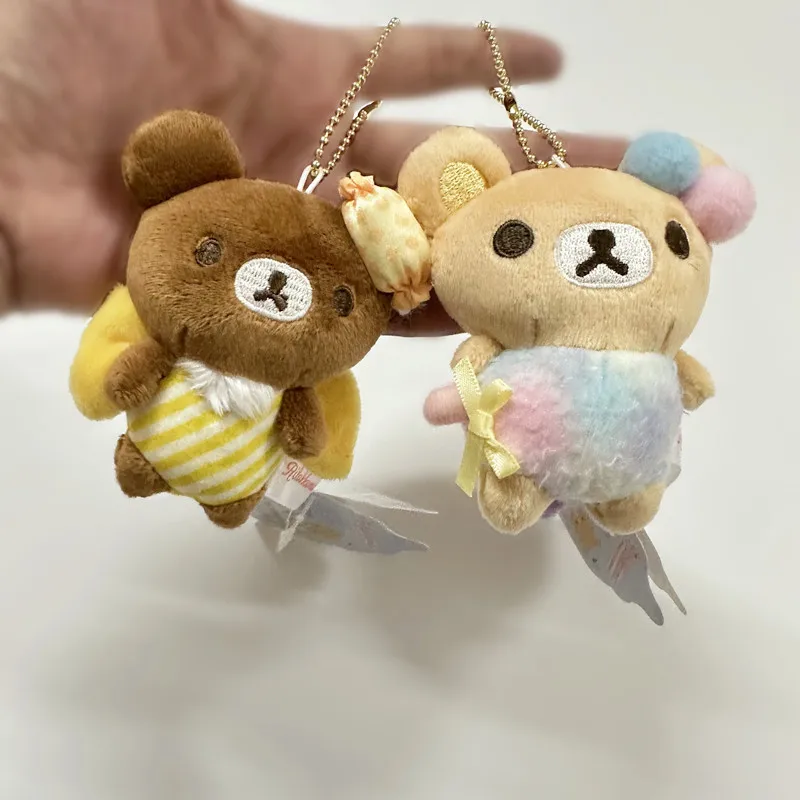 Rilakkuma 캔디 플러시 키체인, 코릴락쿠마 차이로이코구 재미있는 놀이 공원 귀여운 여성 가방 키체인 키링