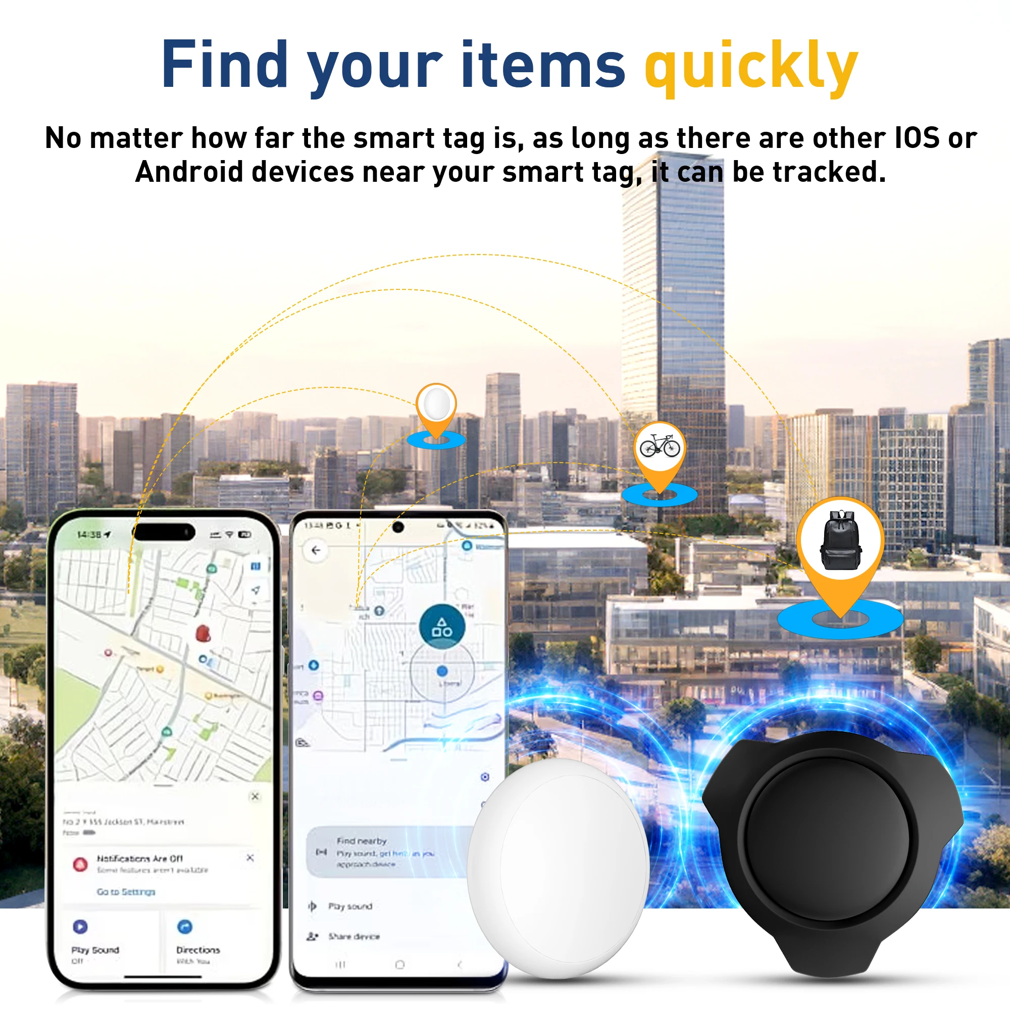 자석식 미니 트래커 스마트 태그 ? iOS/Find My 및 안드로이드/Google과 호환 가능합니다. 자동차와 물품 위치 찾기용.