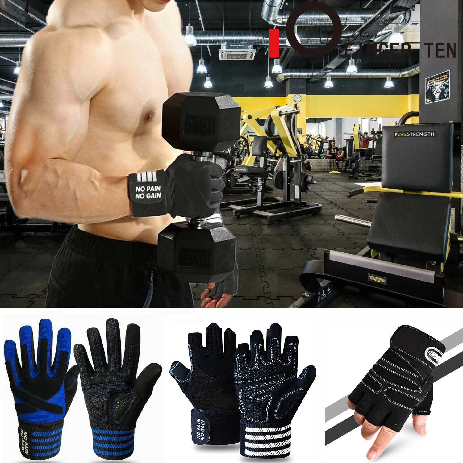 Gym Body Building Training Fitness Gloves Sport Weight Lifting Workout Pip XL 