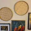 4 Size Hand-woven Bamboo Sieve Hand-painted Bamboo Raft Round Dustpan DIY Decorative Fruit Bread Basket Kitchen Storage Tray 4