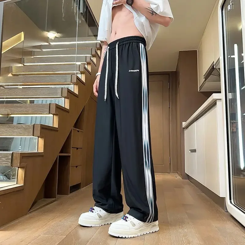 thumbnail image 1 of Pantalones casuales para hombre, tendencia, pantalones largos de poliéster rectos para hombre, estilo coreano, tallas grandes, ropa de calle elegante y moderna, moda 2024, 1 of 5