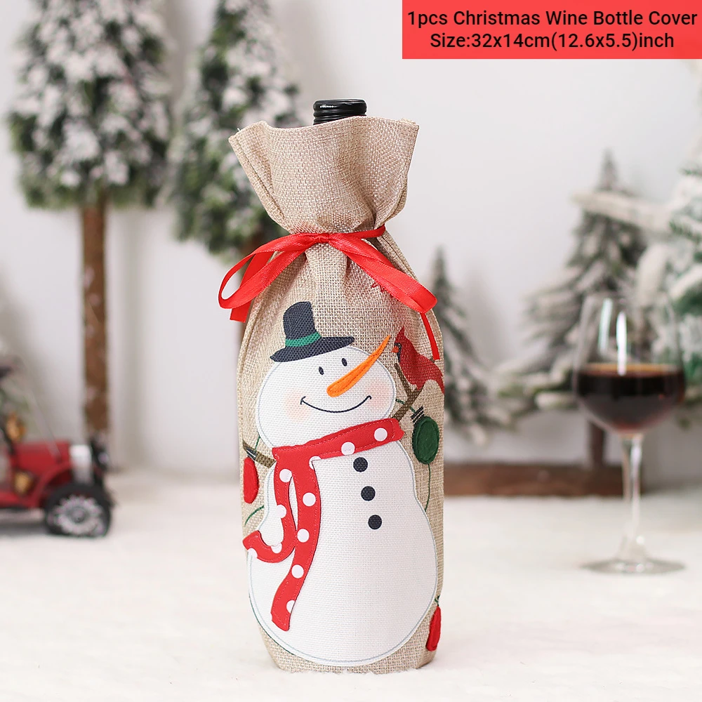 thumbnail image 1 of Xmas Wine Bottle Dust Cover Noel Navidad Christmas Decoration for Home Dinner Decor Christmas Gift Tree Ornament New Year 2023, 1 of 5