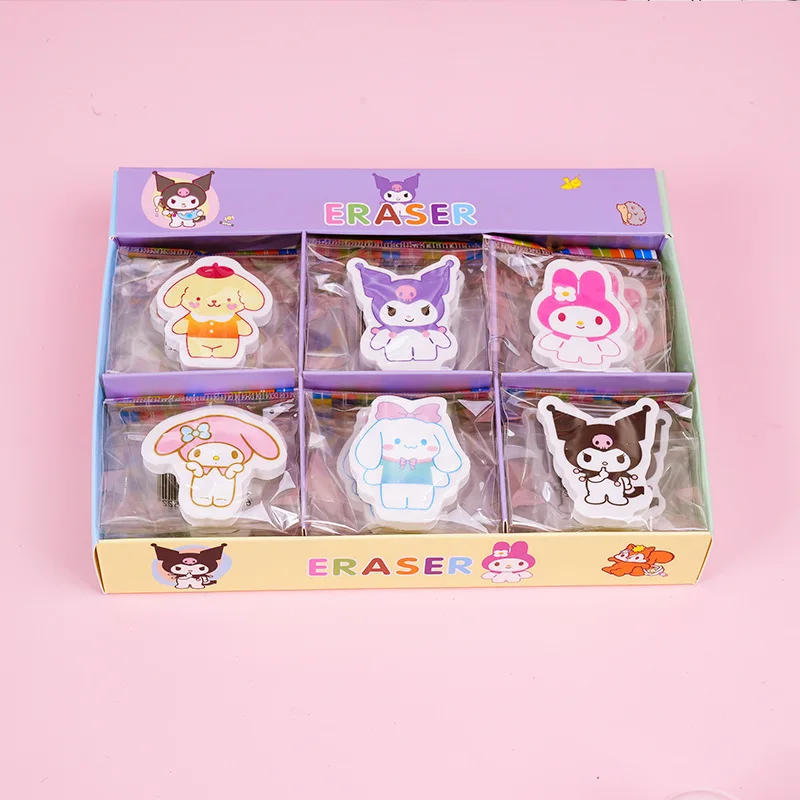 Capibala 지우개 30pcs Labubu 연필 지우개 Sanrio 귀여운 새 스타일 깨끗한 학생 용품 사무 작업 도매 박스 선물
