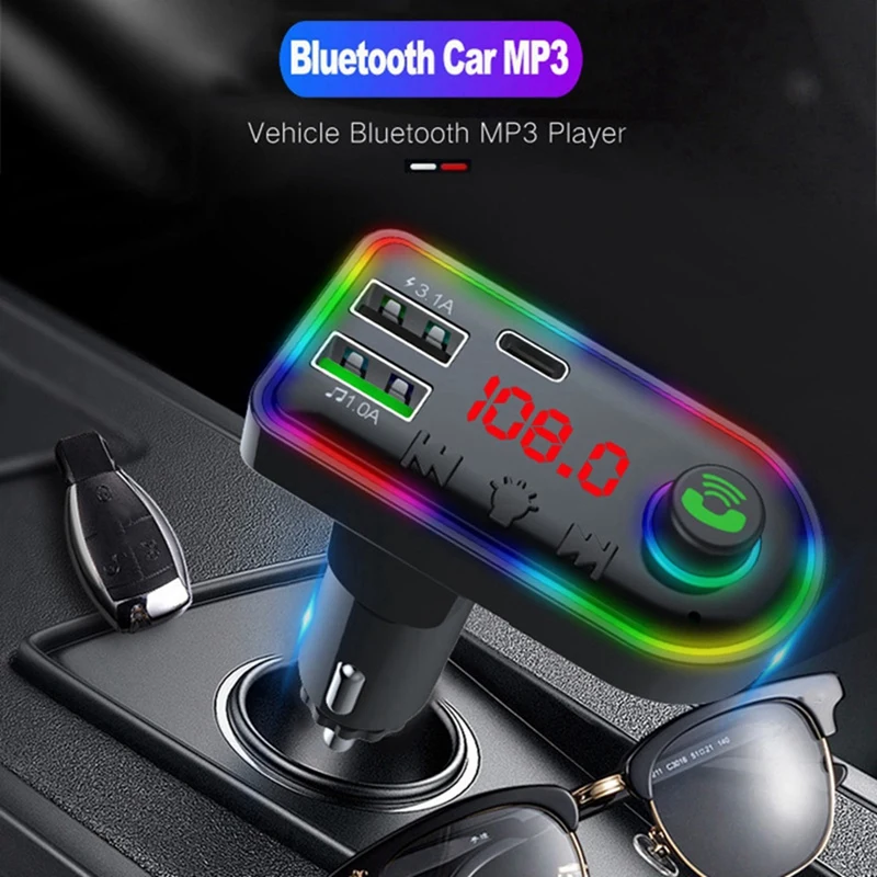 ABGZ-F8 블루투스 자동차 MP3 플레이어 FM 송신기, 3.1A 고속 충전, 5.3 HD