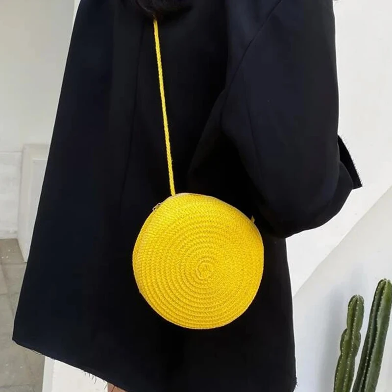 Minimalist ische Stroh tasche Runde Crossbody-Geldbörse Frauen Schulter Berufung Stil Handtasche – Detail 25