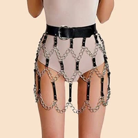 Sexy Street Stylish Harness Skirt With PU Leather Gothic Fringe Belt Adjustable Waist Belt For Club Party Mini Skirt