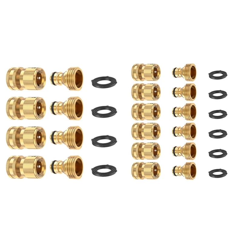 

Garden Hose Quick Connector Solid Brass,3/4 Inch GHT Thread Fitting No-Leak Water Hose Female And Male Adapter