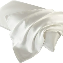 Luxurious Double - Sided Pure Silk Pillowcase with Hidden Zipper - Premium Mulberry Silk for Healthy Skin and Restful Sleep (White)