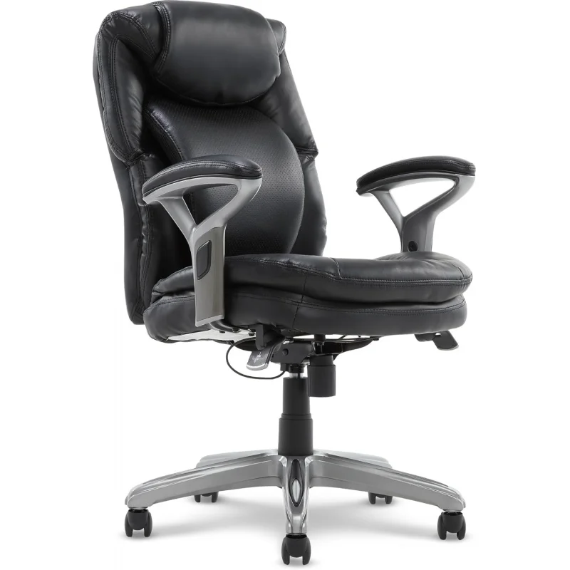 

Serta Anniston Wellness by Design Mid Office AIR Lumbar Technology, Ergonomic Computer Chair with Lower Back Support, Bonded Lea